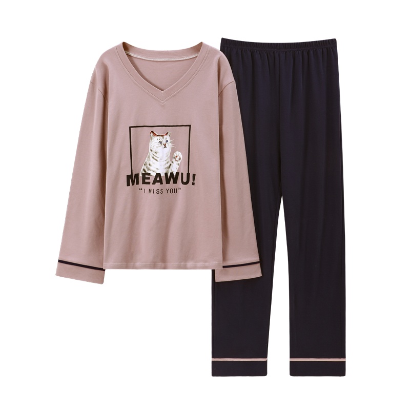 顶瓜瓜 卡通印花女士家居服纯棉长袖长裤女士家居服套装