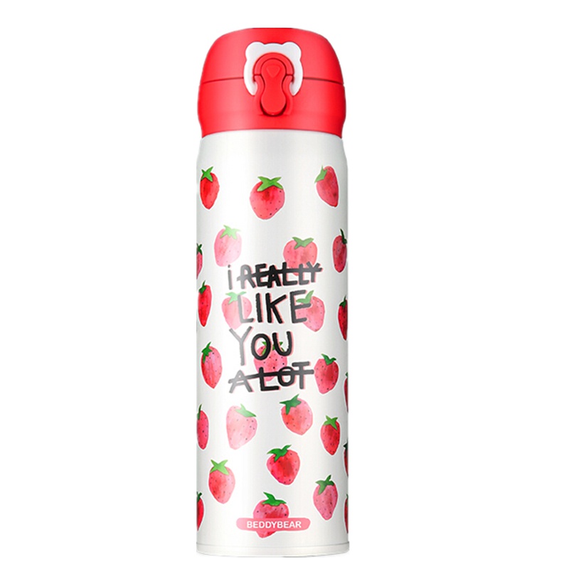 杯具熊 beddybear 正品保温杯男女士成人学生不锈钢真空便携车载水壶杯子 480ml款-超轻款-草莓杯