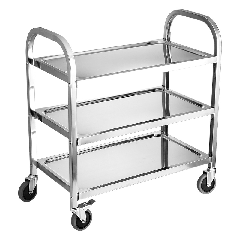 加厚不锈钢餐车304豪华型大号二层餐车