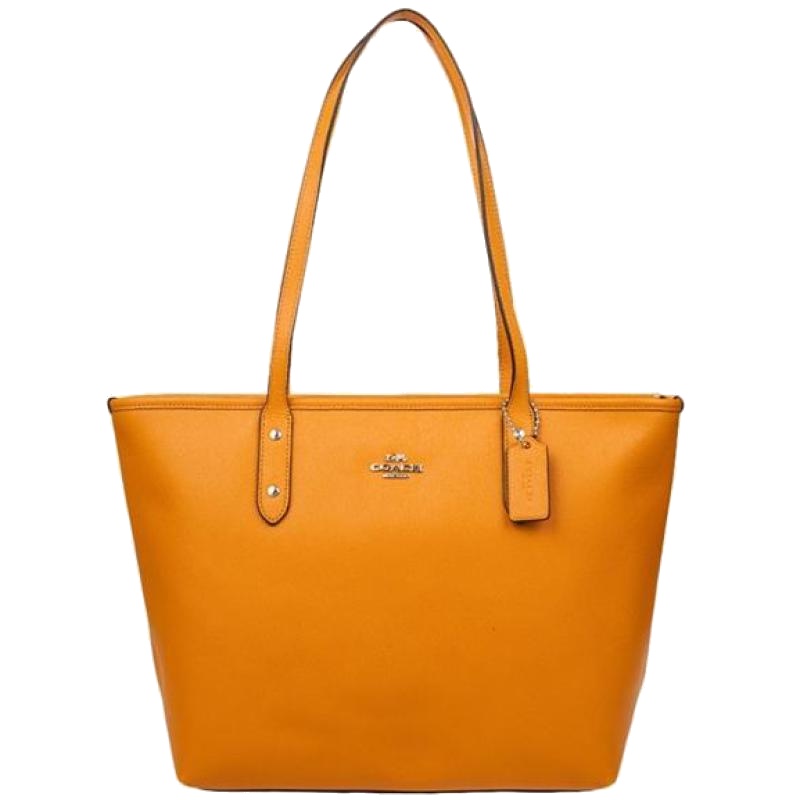 COACH纯皮大号托特包 橘黄色