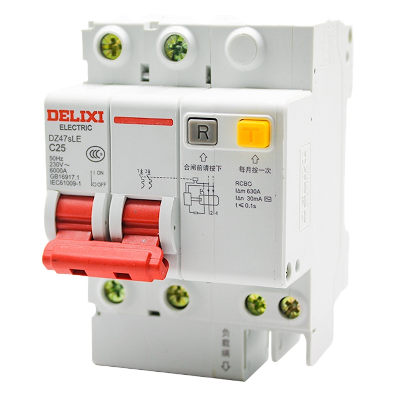 德力西 空气开关带漏电保护器DZ47SLE 2P 25A 家用断路器