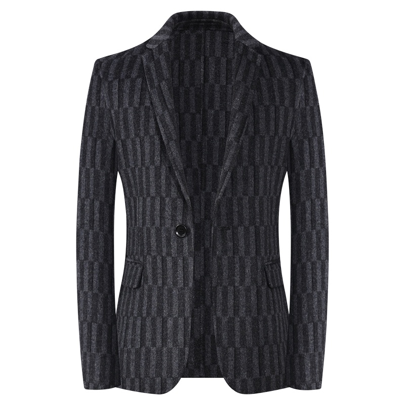 休闲双面呢西服男短款西装格子男士冬季羊毛呢子外套 SQLhc-10