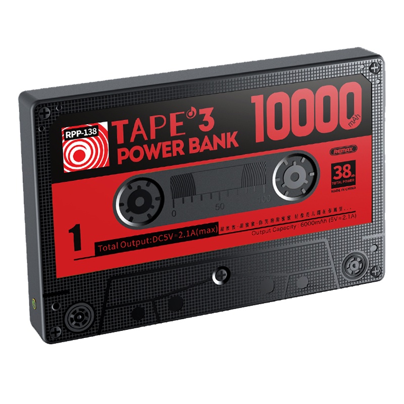 REMAX 睿量 磁带3 充电宝 RPP-138 10000mAh(无配线)黑色 移动电源