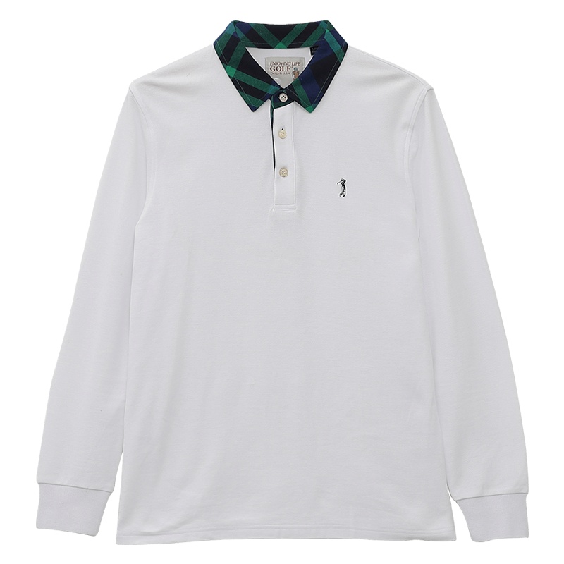 GOLF/高尔夫2019春季新款男装纯棉净色休闲翻领长袖男士POLO衫