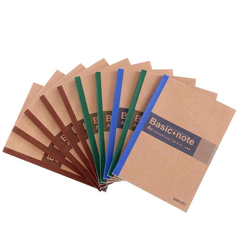 得力(deli)10本A5/60张无线装订软抄本办公记事本 文具笔记本子7674-10