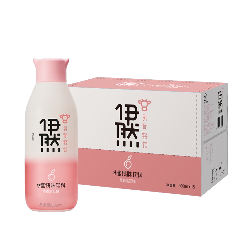 伊利伊然乳矿轻饮 水蜜桃味饮料500ml*15瓶 零脂肪低卡（生产日期 19年8月）