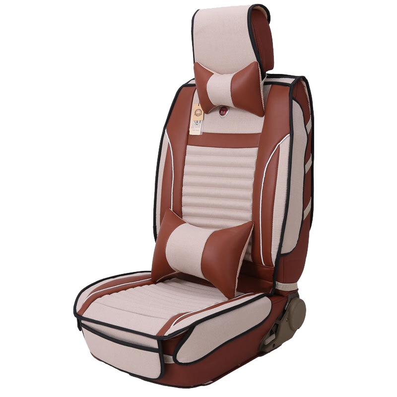 布雷什(BOLISH)五座四季通用汽车坐垫夏季凉垫仿亚麻养生全包围汽车座套座垫车垫车内饰品皮麻豪华款魅力咖