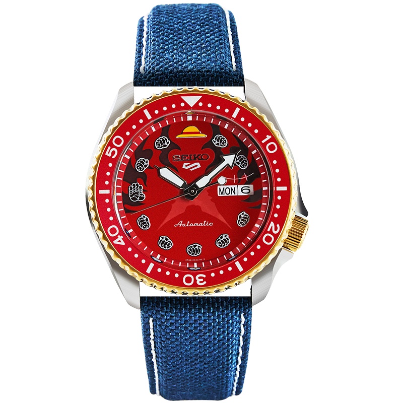 SEIKO新精工5号手表男表航海王限量联名款机械腕表官方正品路飞红盘SRPF62K1