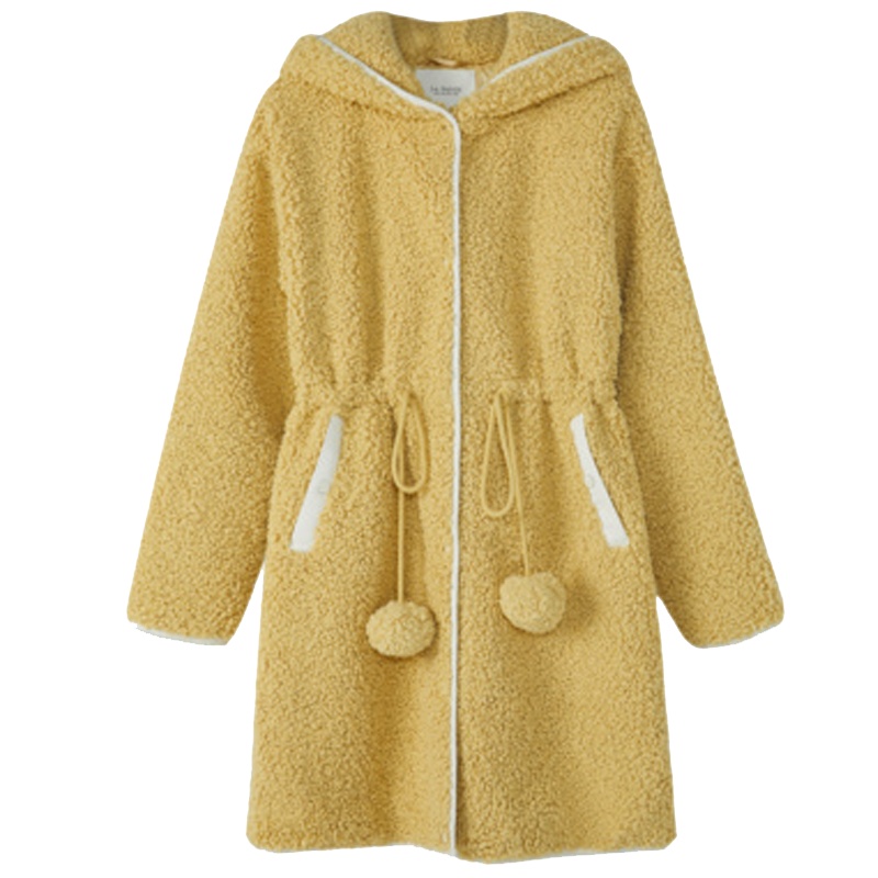 【专柜同款】拉贝缇棉服女中长款2019冬季新款韩版宽松仿羊羔毛棉衣外套潮ins60009306