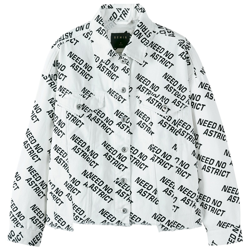 森马夹克女2019春秋新款宽松短款学生字母印花外套纯棉上衣