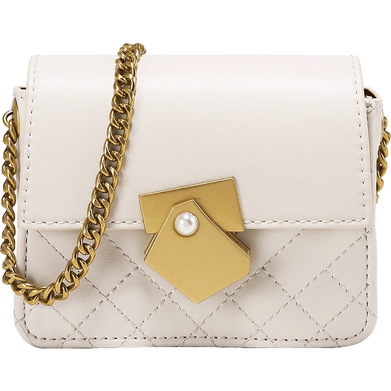 包包女包新款2019夏天迷你菱格绣线小包包珍珠百搭单肩斜挎链条包