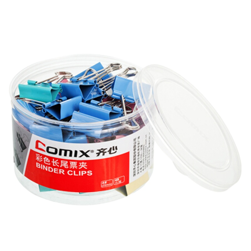 齐心(COMIX) B3636 彩色易分类长尾票夹 15mm 60只/筒