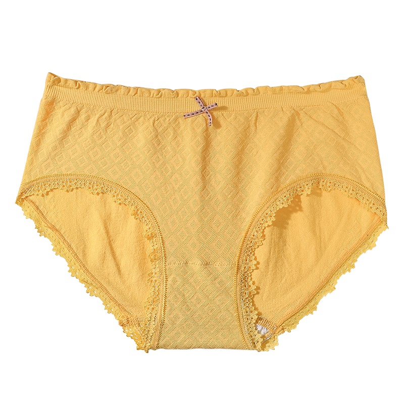 俞兆林4条装女士内裤棉质底裆包臀内裤女中腰性感蕾丝边三角裤