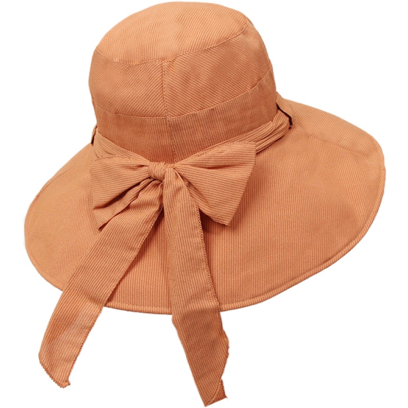 俞兆林2020春夏新款女款韩版条纹蝴蝶结渔夫帽个性百搭大檐户外遮阳盆帽