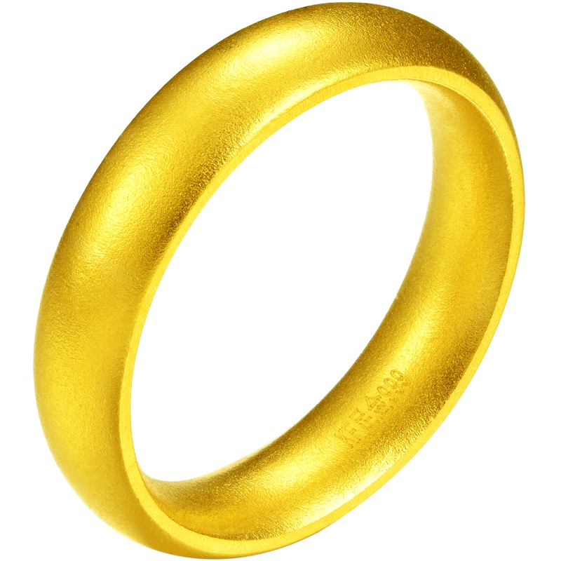 周大福传承经典传承可配情侣款足金黄金戒指古法金戒指（工费388元）F209010