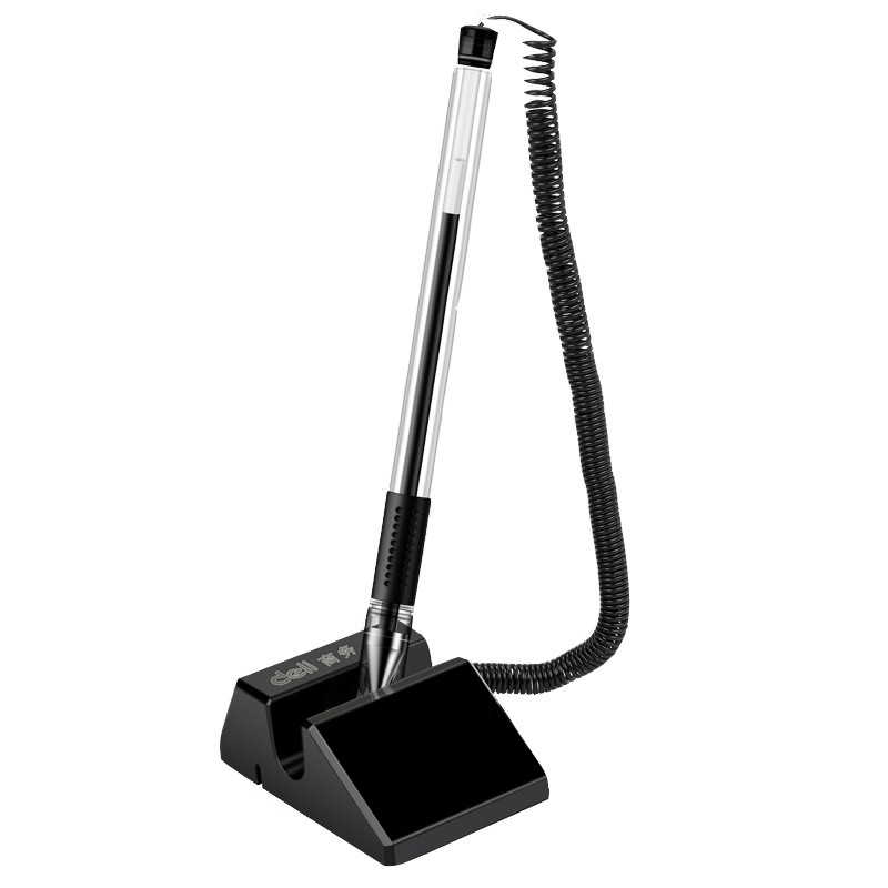 得力 6791台笔黑色带线固定签字笔酒吧柜台笔粘贴笔客户台笔电话笔吧台笔银行固定前台笔粘桌笔财务办公用品