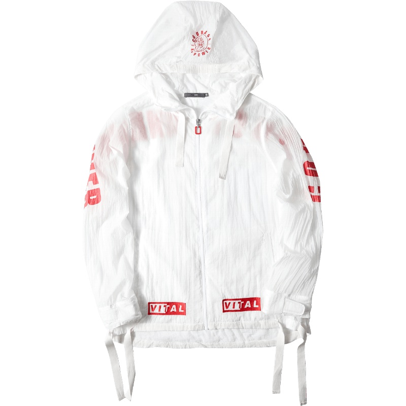 黑鲸印花轻薄连帽夹克2019夏季皮肤衣外套男女同款CWJAJ29025A