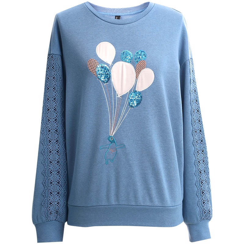 OUNIXUE欧昵雪 | [趣味气球上衣]春秋装时尚减龄浪漫花边拼接长袖潮女士卫衣