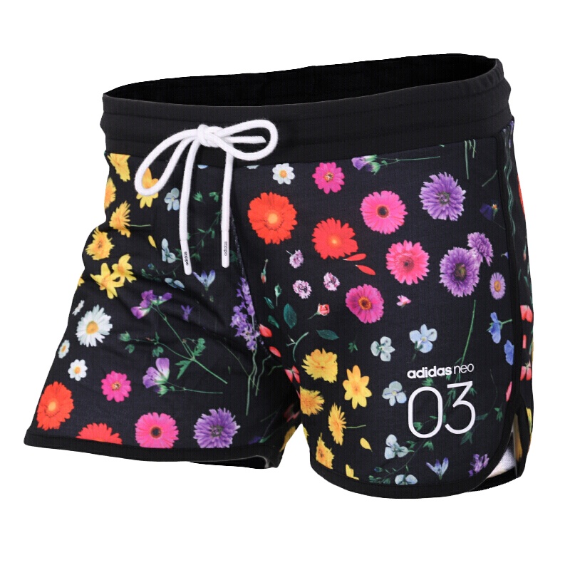 Adidas阿迪达斯neo女裤新款运动裤时尚花卉透气休闲时尚短裤CV9242 D
