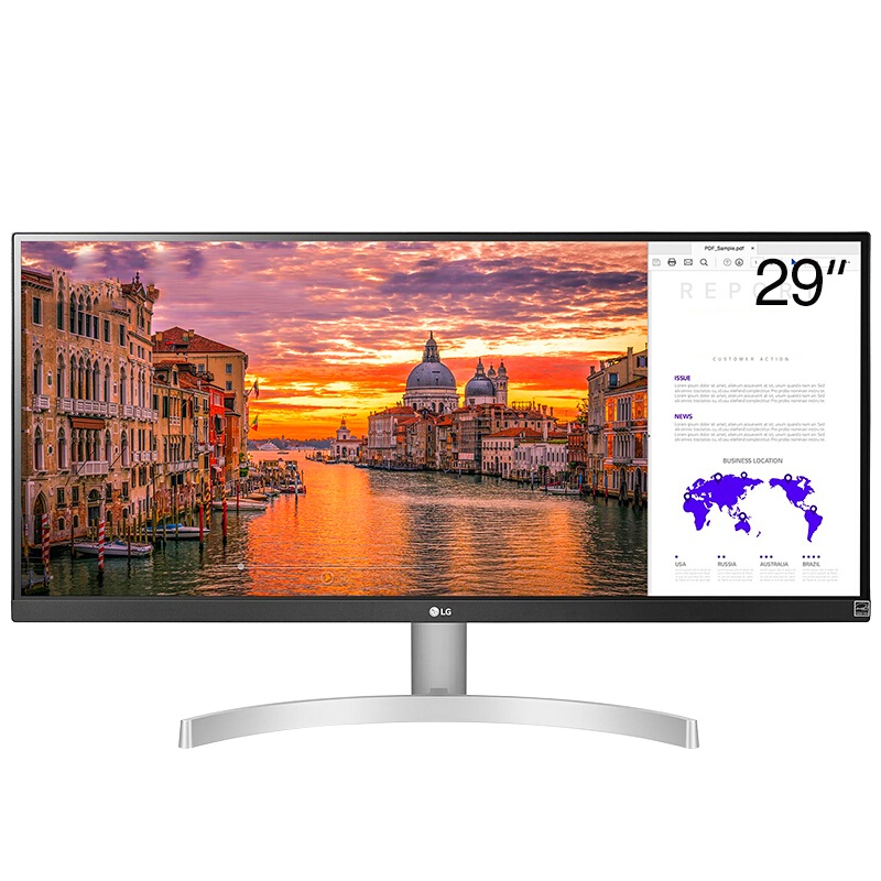 LG 29WN600 29英寸微边框21:9超宽IPS带鱼屏DP接口内置音箱HDR10技术液晶电脑显示器