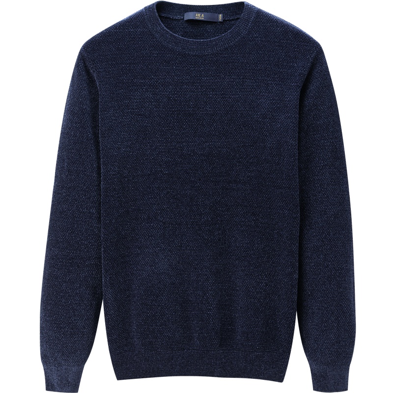 HLA海澜之家柔软雪尼尔长袖针织衫2019秋季时尚休闲套头衫男HNZAD3R098A