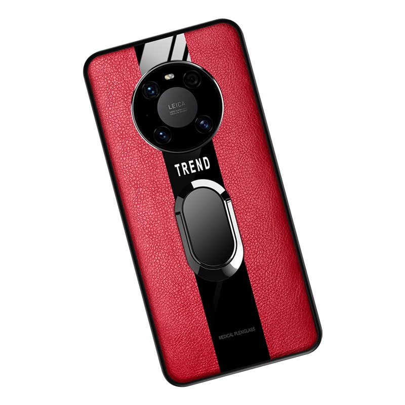 魅爱琳 华为Mate40 Pro+手机壳mate40保护套 5G版外壳 商务皮纹车载指环扣防摔软套全包金属手机套