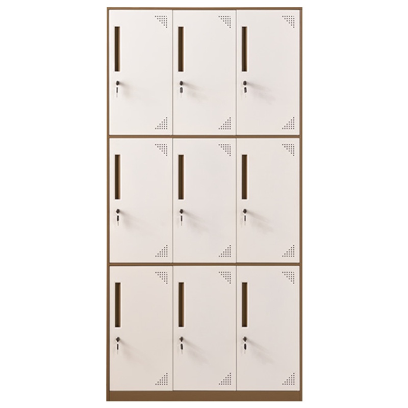 三圣 办公家具拆装办公更衣柜咖色铁皮柜9门更衣柜员工宿舍换衣柜带锁衣帽柜储物柜子