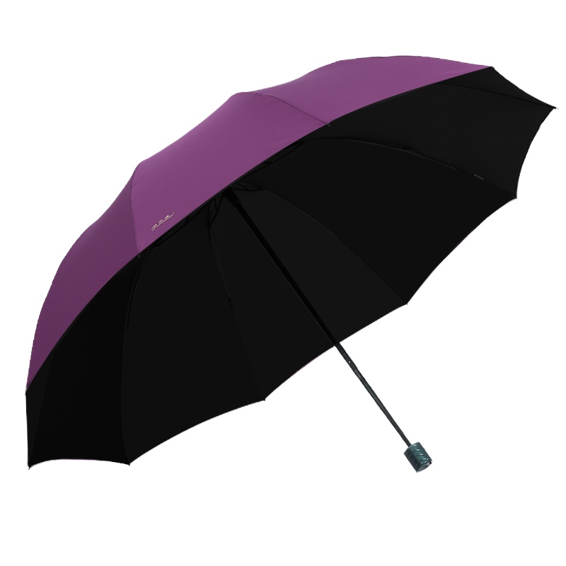 天堂伞超大雨伞男女3人三人双人加大加固学生特大号三折叠晴雨伞 紫色黑胶2-3人伞:直径130cm