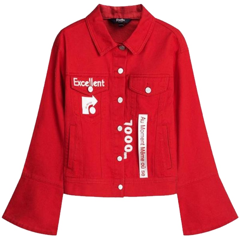 【热卖】红色牛仔外套女短款2019早春新款韩版宽松chic学生复古原宿风夹克20011705