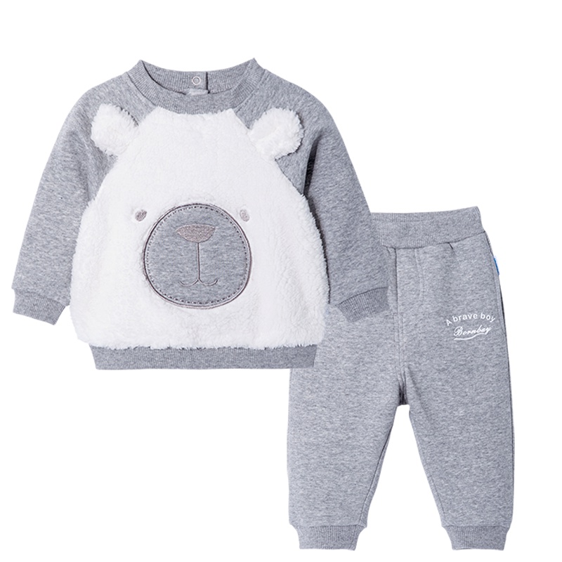 贝贝怡男童套装春季新款保暖婴儿衣服宝宝两件套173T082