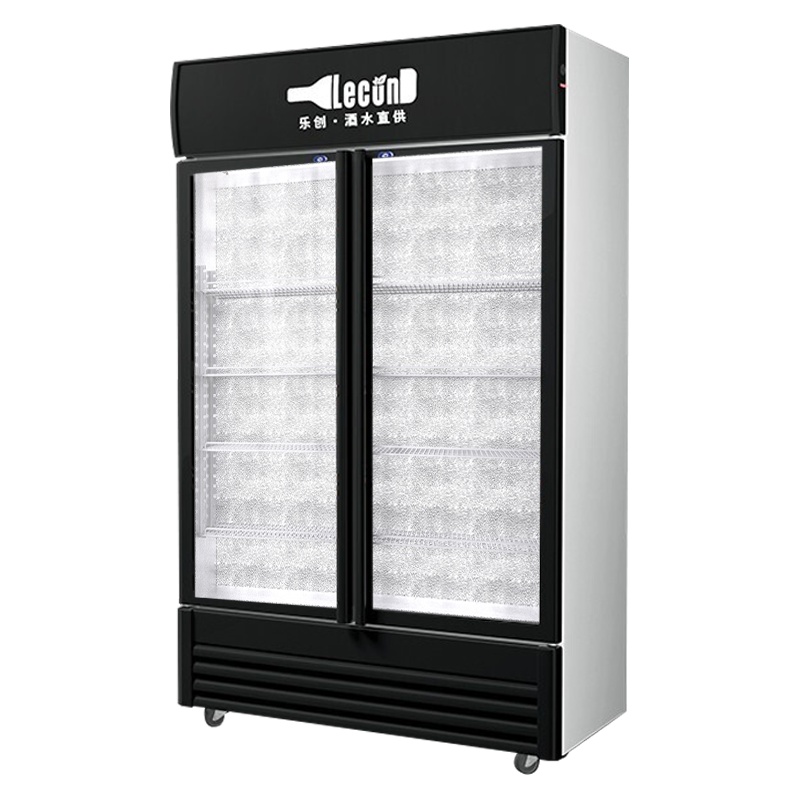 乐创(lecon)展示柜冷藏饮料柜商用立式冰柜冰箱冷柜保鲜柜 [双门高端黑] [风冷下压缩机]