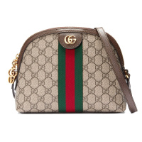 [海外直邮]GUCCI 古驰19新款印花帆布配皮复古小号棕色单肩包斜挎包499621 K05NG 8745