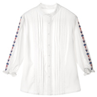 裂帛刺绣衬衫新款花边立领文艺百搭学生设计感小众衬衣