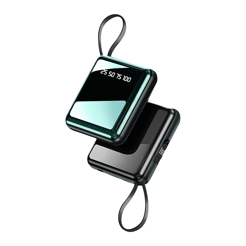 ZNNCO充电宝20000毫安时自带线大容量便携式移动电源 镜黑[旗舰版]自带四线丨可上飞机丨数显+灯 超薄小巧迷你通用