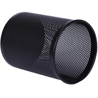 得力(Deli)909 金属网纹圆形笔筒 80*100mm 黑色(停用)