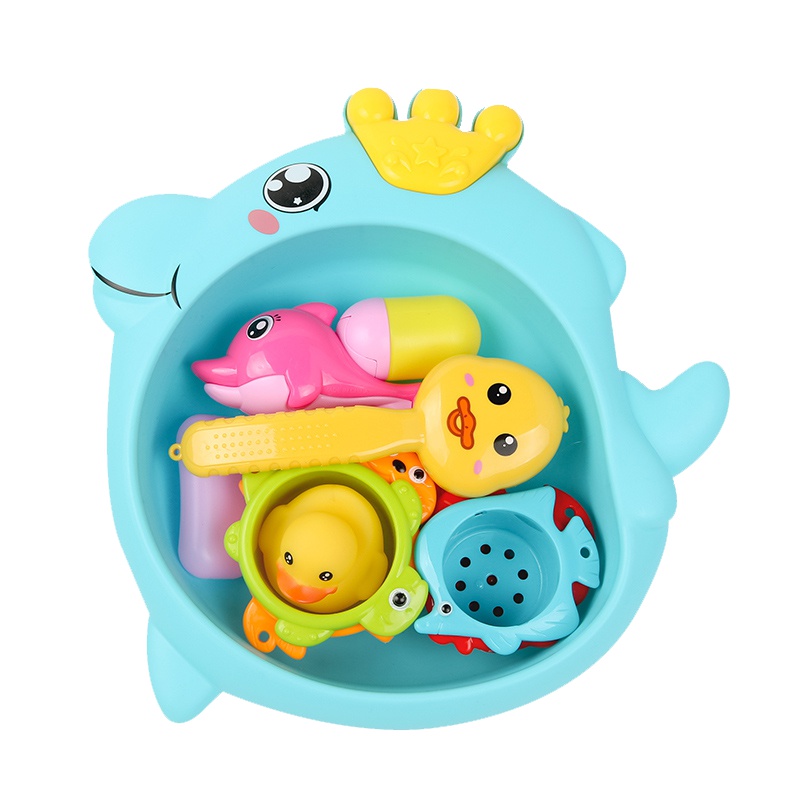 ZeusHera优赫夏季洗澡戏水玩具套装鲸鱼盆婴幼儿童宝宝小鲸鱼水枪花洒喷浴室男孩女孩玩具(粉色)
