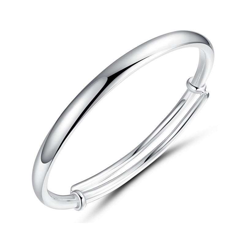 银斯妮 光面手镯S999足银镯子女时尚甜美日韩潮流手环可调 送老婆送女友礼物