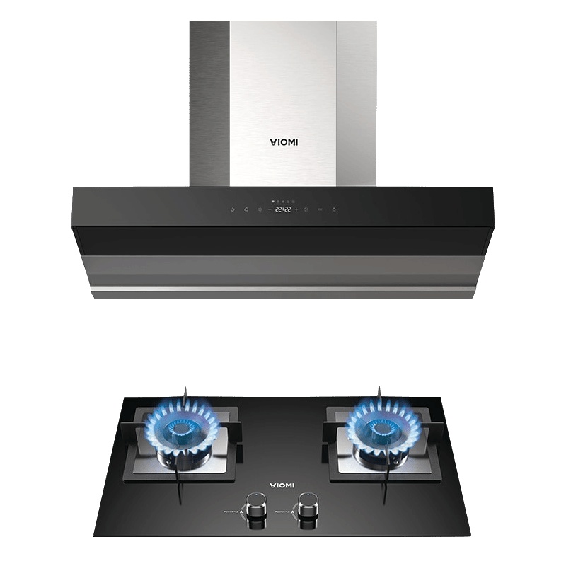 云米Cross跨界侧吸烟灶套装21立方瞬吸智能互联4.2Kw火力灶具家用智抽油烟机灶具套装VK701+VG301天然气