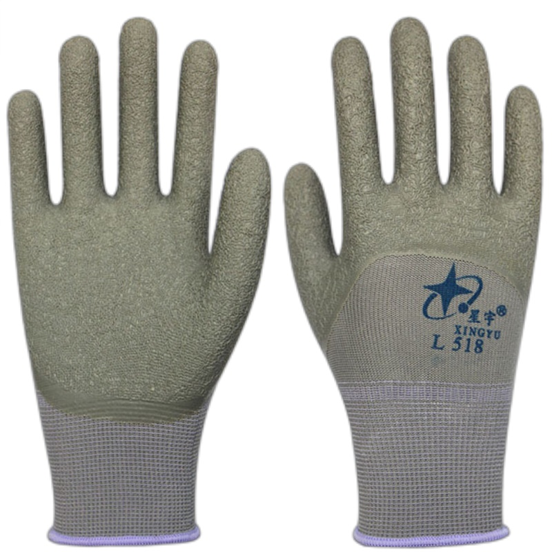 星宇 L518 星宇劳保手套L518乳胶半浸胶手套防水耐 红纱黑胶 7/S(单位:双)