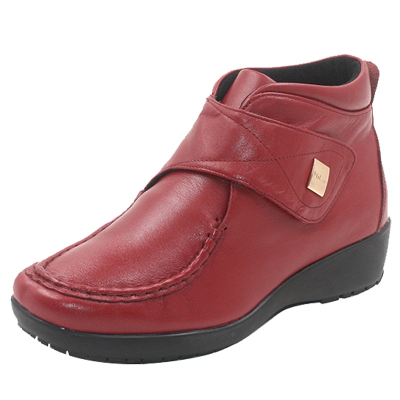 Mileno/米莲诺真皮软底坡跟妈妈棉鞋保暖奶奶短靴M164584