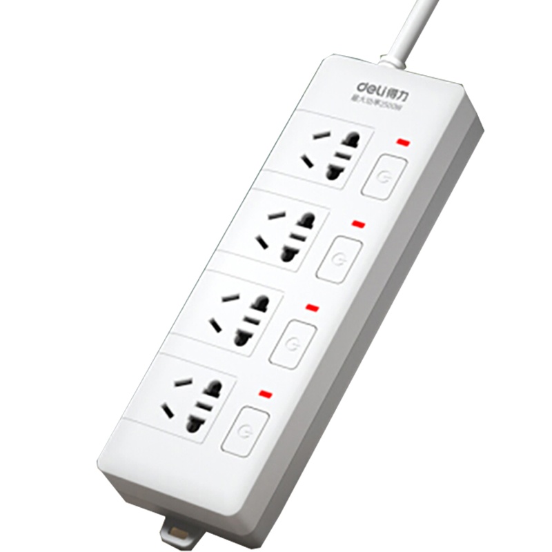 得力 27040-02 新国标分控插座/插排/插线板/排插/接线板 4位独立开关 儿童保护门 全长2米