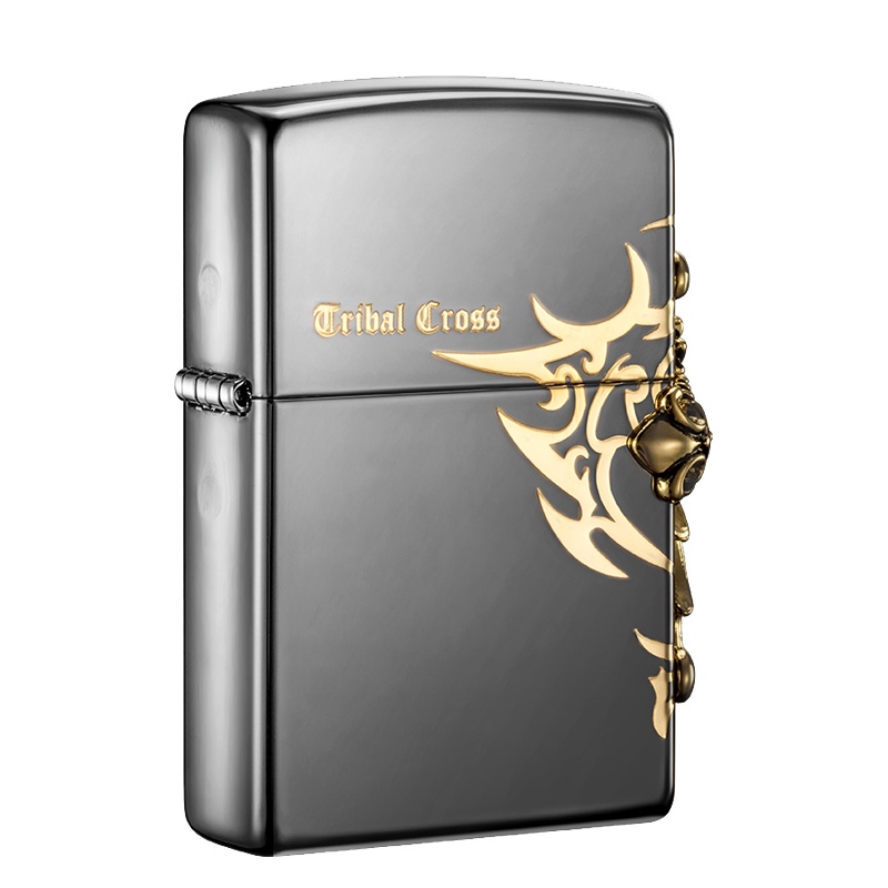 美国ZIPPO打火机 芝宝 侧十字 黑冰款 ZBT-1-33a