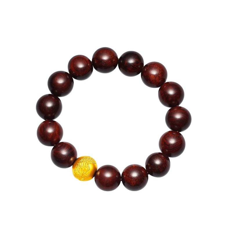 周大生 定价黄金手链转运珠 足金紫檀手链送男友送恋人礼物正品男士珠宝龙珠首饰黄金饰品 女士珠宝首饰