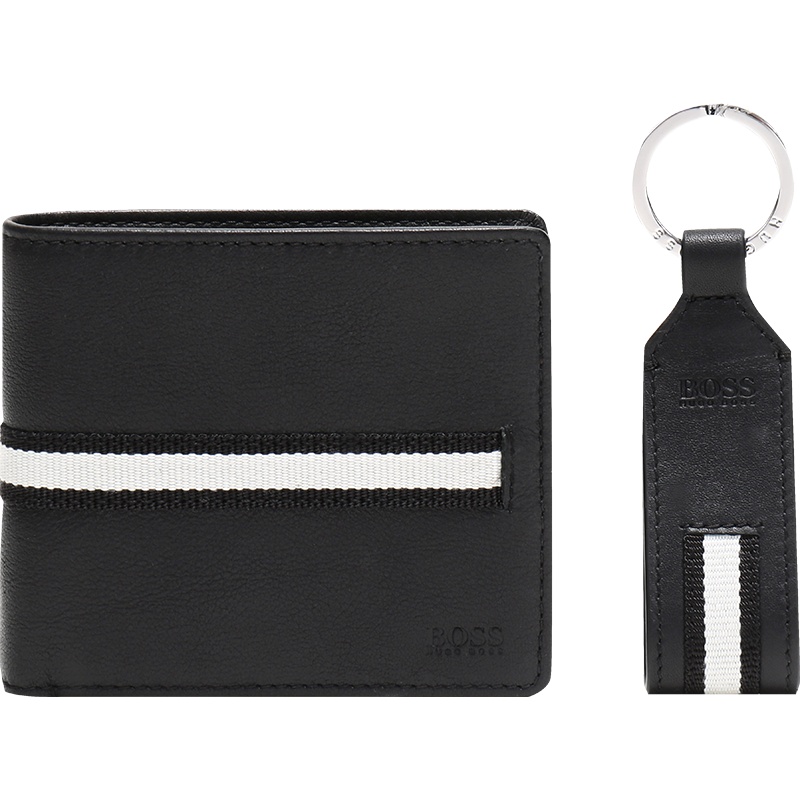 HUGO BOSS 雨果博斯 男士牛皮短款钱包/钥匙扣礼盒套装 50422428