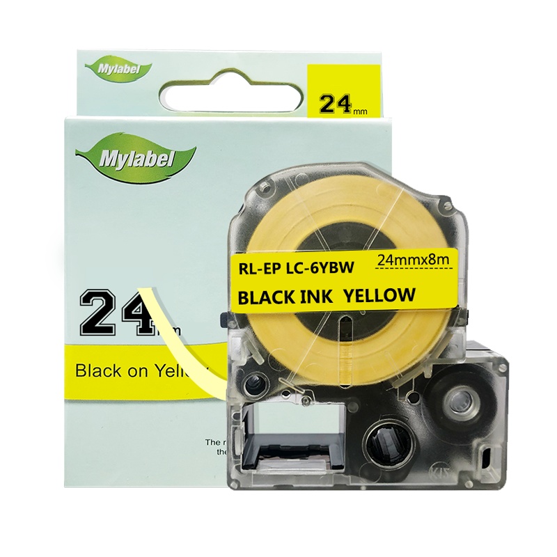 e代经典 24mm黄底黑字标签色带 适用爱普生EPSON LW600P;LW700;锦宫SR530C LK-6YBP