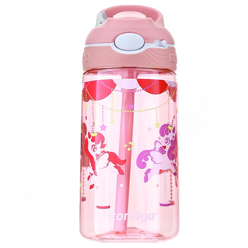 美国contigo康迪克母婴幼儿童锁扣吸管杯水杯户外运动随手杯便携男女学生水壶HBC-ASH041-旋转木马 450ml
