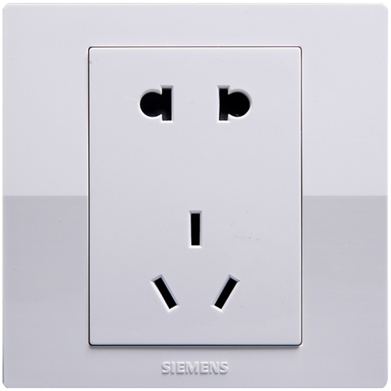 西门子（SIEMENS）开关电源插座面板悦动雅白五孔USB一开带16A空调86型家用墙壁暗装