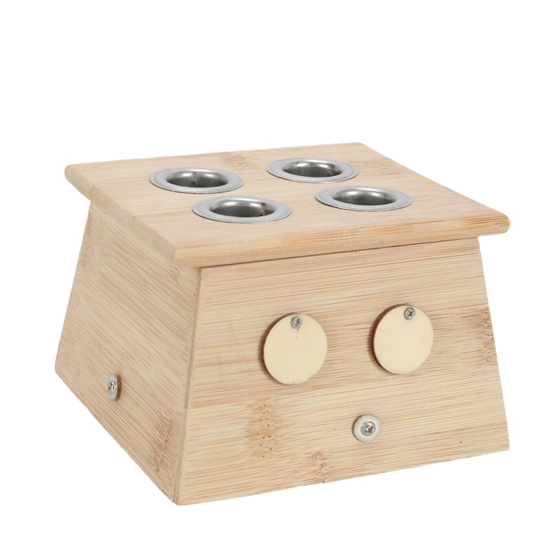 卜吻中医保健 艾灸盒随身灸家用木制通用熏盒艾草艾柱艾条艾炙全身腹部仪器竹制 四孔控温艾灸盒