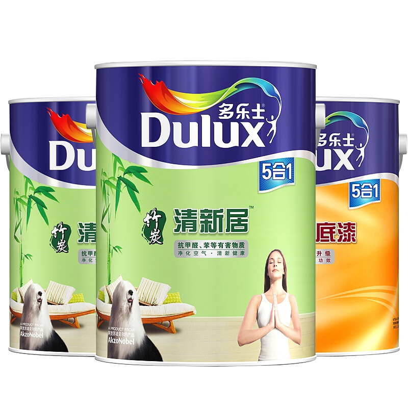 多乐士(Dulux) 竹炭清新居五合一内墙乳胶漆 墙面漆油漆涂料A895+A931 套装15L