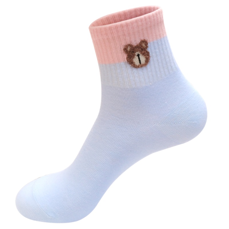 浪莎袜子女士中筒春秋冬四季厚款纯棉舒适透气卡通可爱ins潮运动休闲袜2双